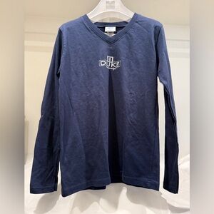 Duke University V Neck Long Sleeve Shirt Cotton Exchange ~ Navy Blue ~ Sz S